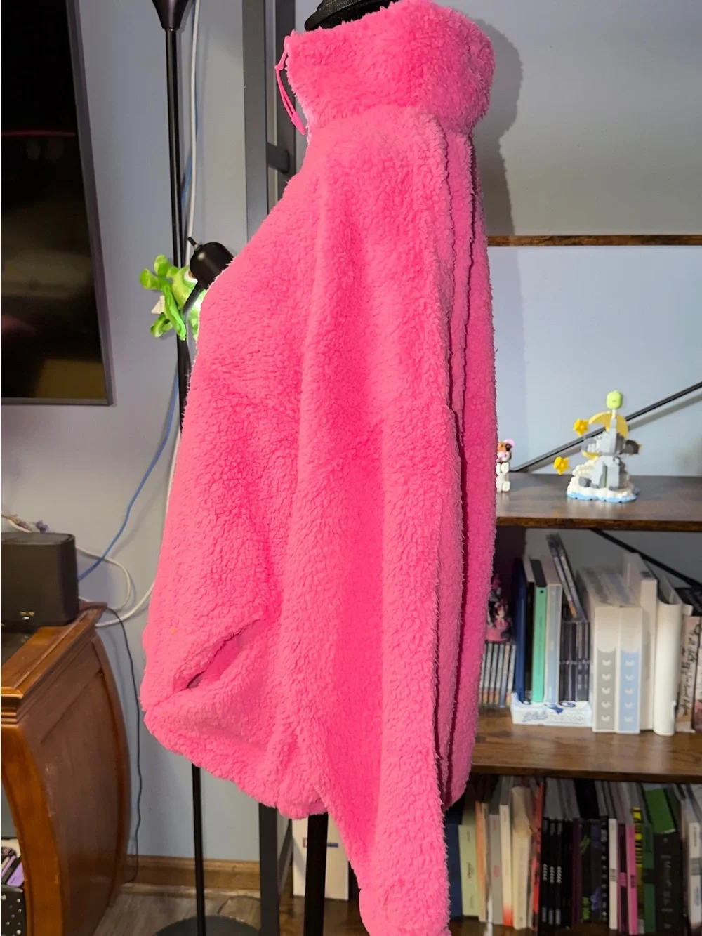No Boundaries Plush Sherpa Half-Zip Sweater Bright Pink